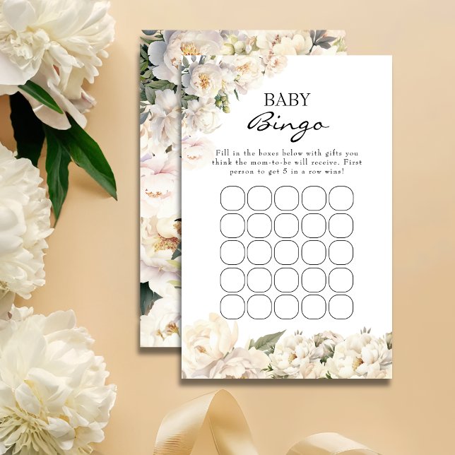 Neutral Ivory Peony Baby Bingo Game (Criador carregado)