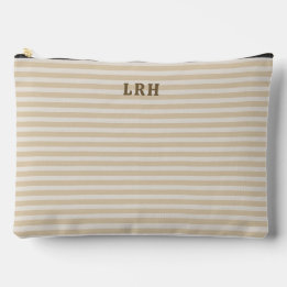 Neutral Tan Stripe Vintage Tiny Initials Monogram