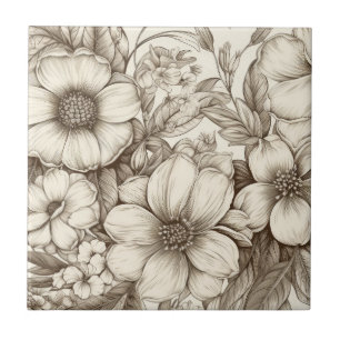 Neutro Floral Creme Botânico Sepia Fazenda