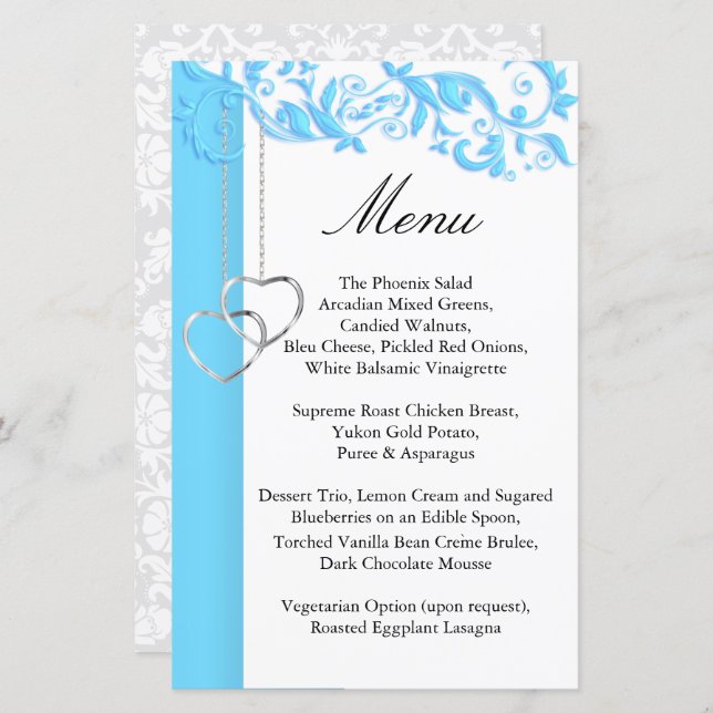 Neve azul Floral - Menu (Frente/Verso)
