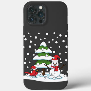 Neve Caindo no Cardeal, Snowman e Pine Tree