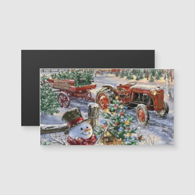 Neve com Árvore de Natal e Magneta Trator (Frente/Verso)