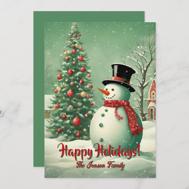 Neve de Natal4, Férias Felizes, Cartão de Natal (Frente/Verso)