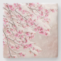 Neve em Cherry Blossoms 4" x Porta copos de pedra