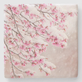 Neve em Cherry Blossoms 4" x Porta copos de pedra