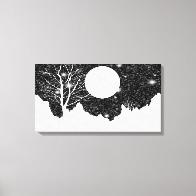 Neve flurry em uma Canvas noturna lua (Frente)