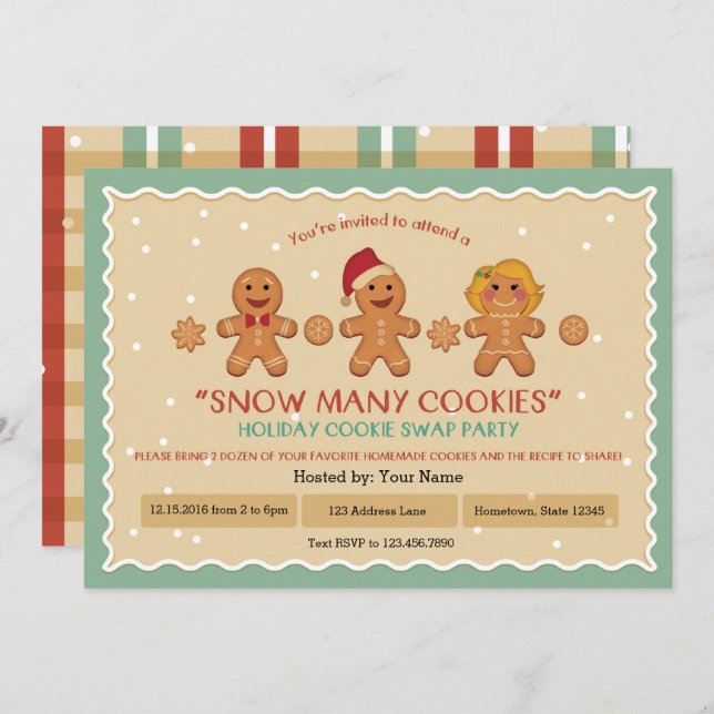 Neve Muitos cookies convite de festas "Cookie Swap (Frente/Verso)