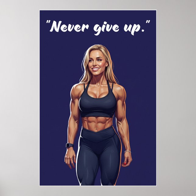 Never Give Up – Fitness Motivation Quote Poster (Frente)