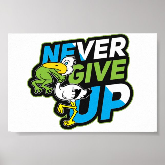 never give up frog gift poster (Frente)