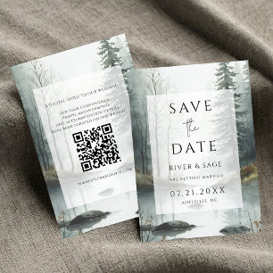 Névoa Eterna   Floresta Rústica QR Save the Date