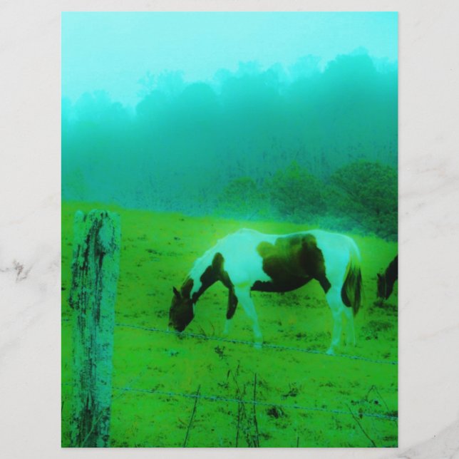 Névoa Teal Reto pintado de cor Cavalo (Frente)