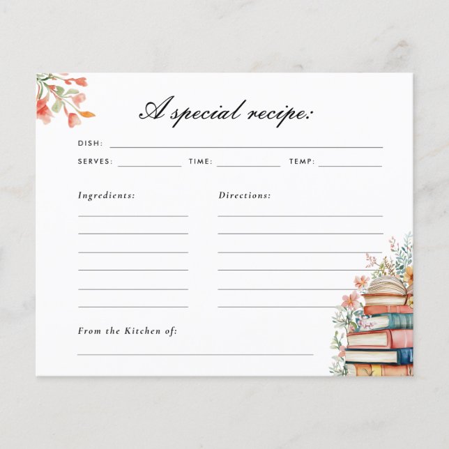 New Chapter Bridal Shower Recipe Card (Frente)