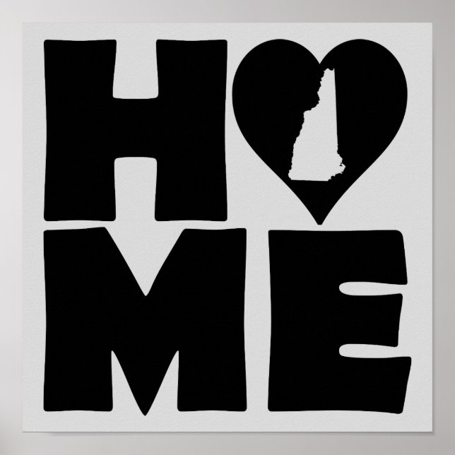 New Hampshire Home Heart State Poster Sign (Frente)
