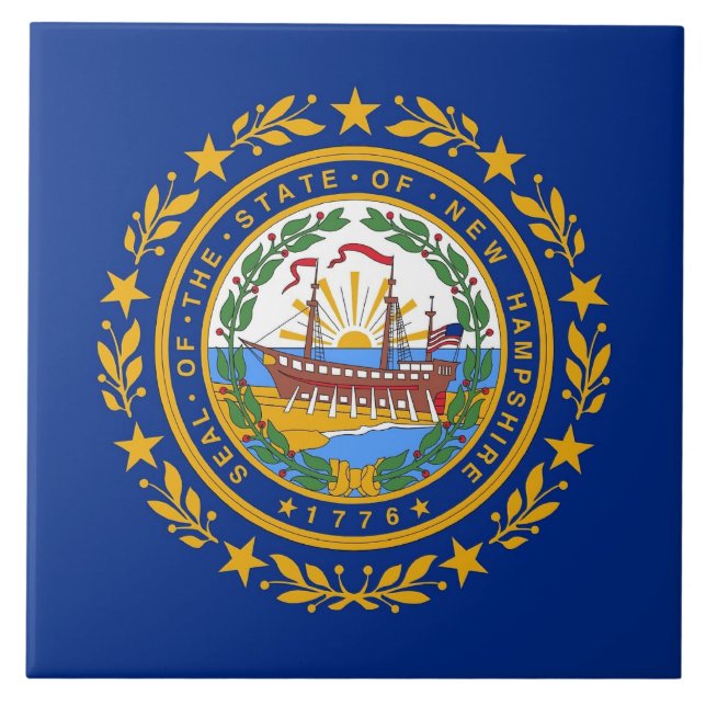 New Hampshire State Flag Azulejo (Frente)