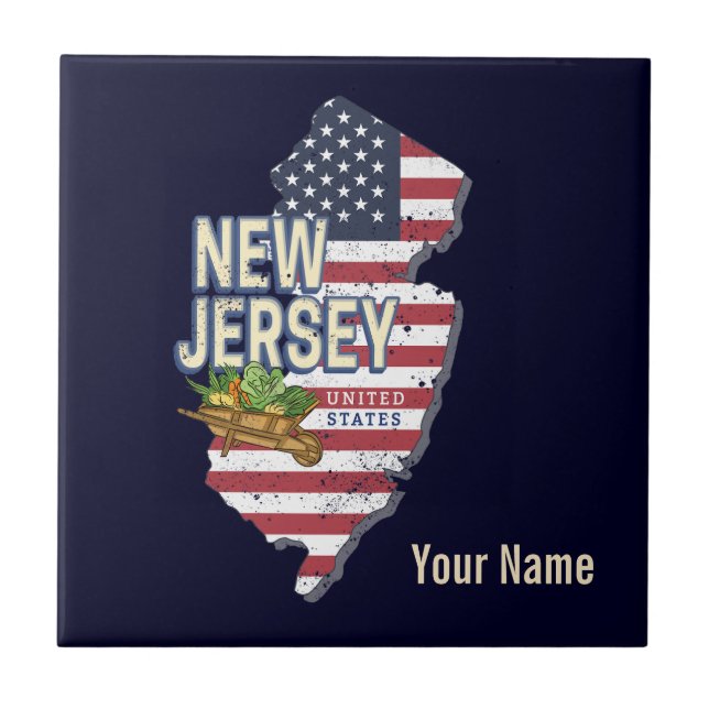 New Jersey EUA Retro Map USA Souvenir (Frente)
