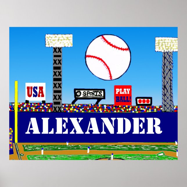 New Kids Sports Baseball Personalized Poster Art (Frente)