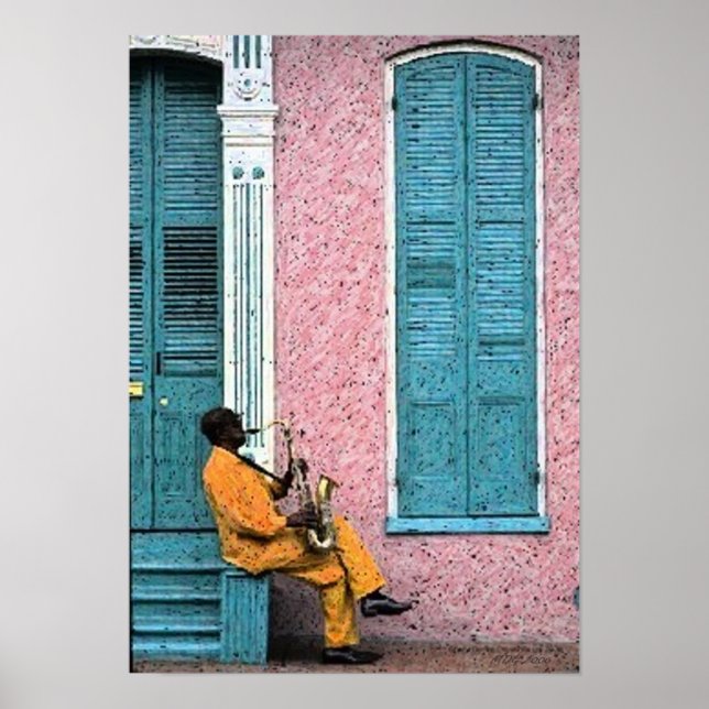 New Orleans French Quarter Blues Poster Impressão (Frente)