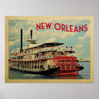 New Orleans Poster do Rio Louisiana Boat Vintage