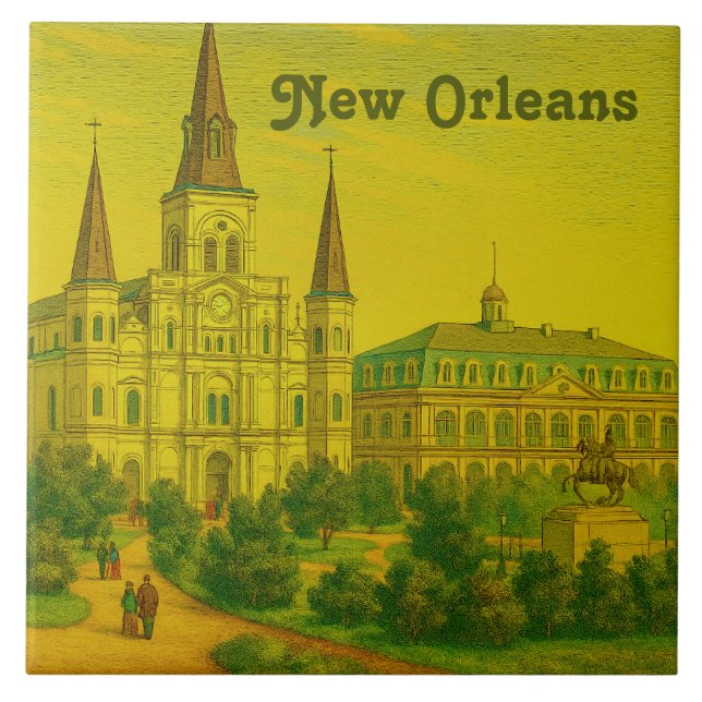 New Orleans St Louis Cathedral Antique Vintage (Frente)