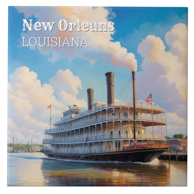 New Orleans Steamboat Riverboat Boat on River (Frente)