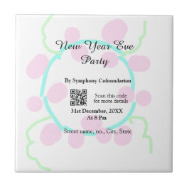 New year eve party scan QR RSVP name pink blue 