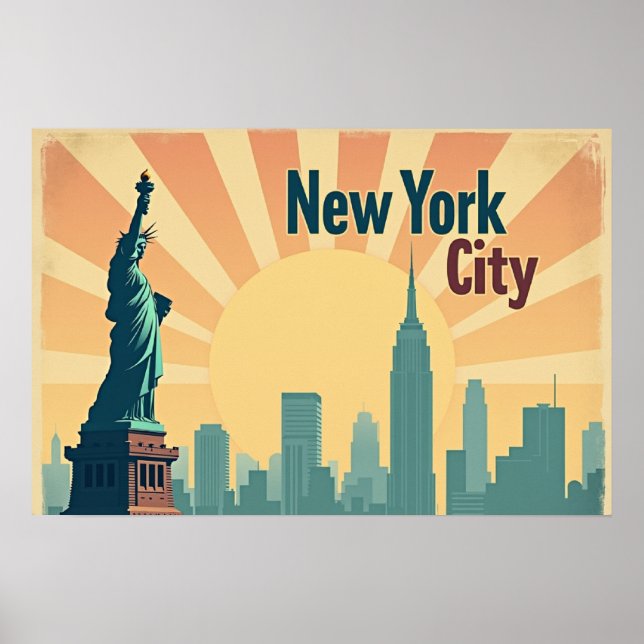 New York City –  24"x16" Art Deco Skyline Poster (Frente)