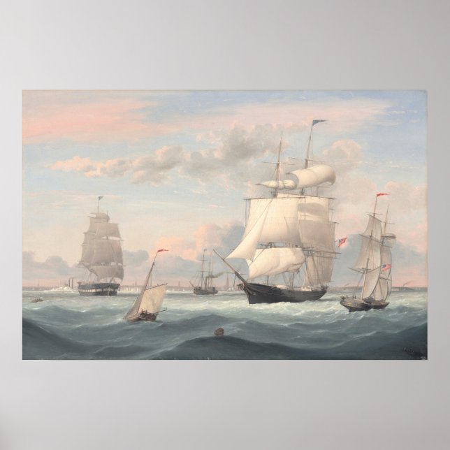 New York Harbour - Fitz Henry Lane Fine Art Poster (Frente)