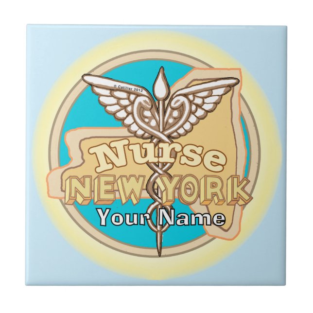 New York Nurse Caduceus Tile (Frente)