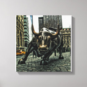New York Wall Street Bull em canvas