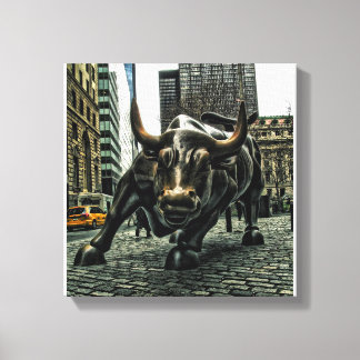 New York Wall Street Bull na canvas