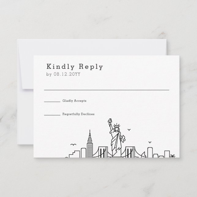 New York Wedding | RSVP Skyline Estilizado (Frente)