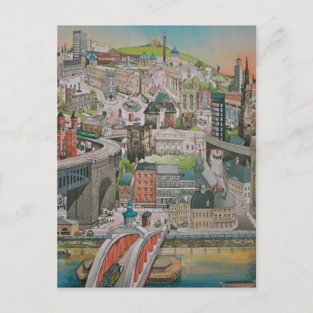 Newcastle upon Tyne através do Cartão de Posto Ano (Frente)