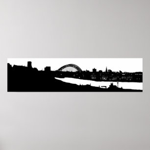 Newcastle upon Tyne Panorâmica Silhouette Poster