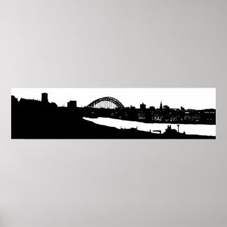 Newcastle upon Tyne Panorâmica Silhouette Poster