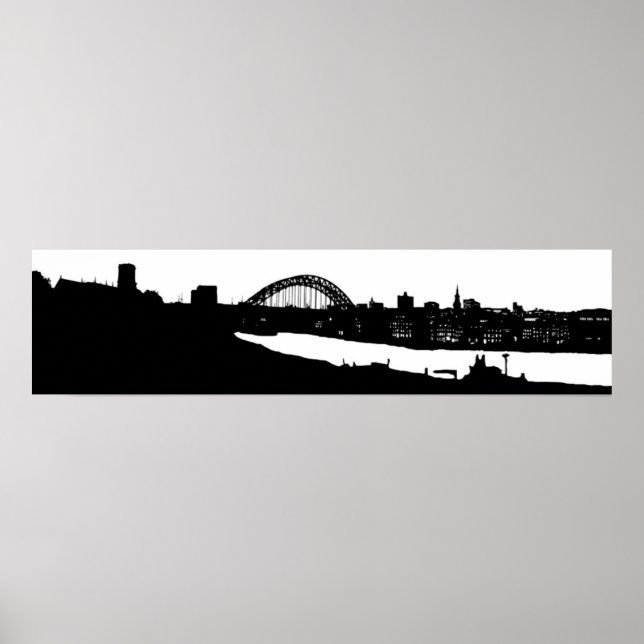Newcastle upon Tyne Panorâmica Silhouette Poster (Frente)