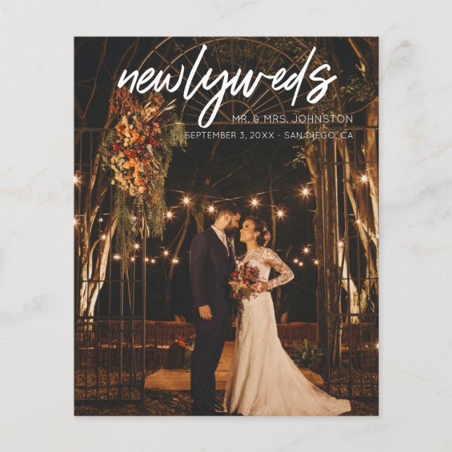 Newlyweds 1 Foto W Folheto de Recepção de casament (Frente)