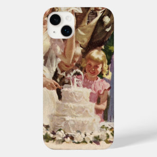 Newlyweds do casamento vintage Noivo Corte o Bolo