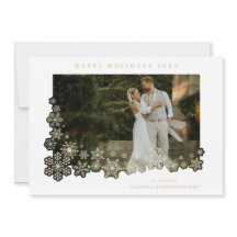 Newlyweds First Christmas Snowflakes Frame Photo