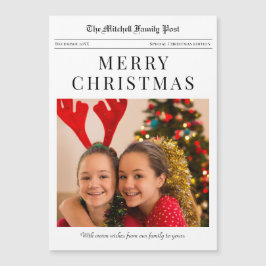 Newspaper Merry Christmas magnetic holiday card