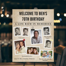 Newspaper Vintage Photo Collage Men 70th Welcome