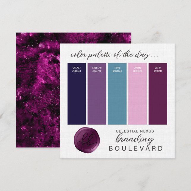 Nexo Celestial - Cartão de Paleta de Cores com Tem (Frente/Verso)