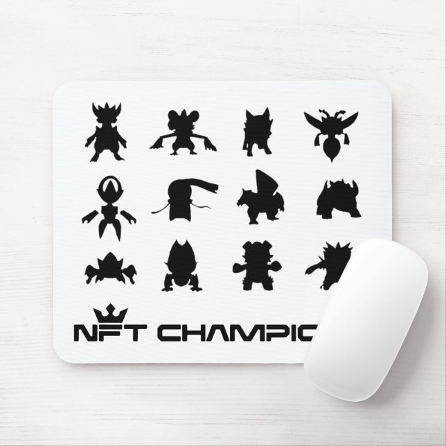 NFT Champions Silhouettes White Mouse Pad (Com mouse)