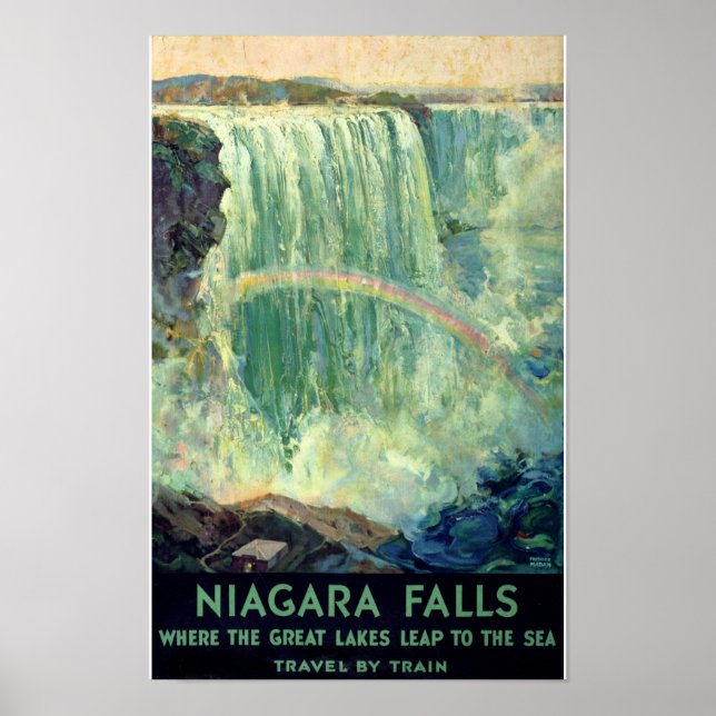 Niagara Falls Vintage Travel Poster Restored (Frente)