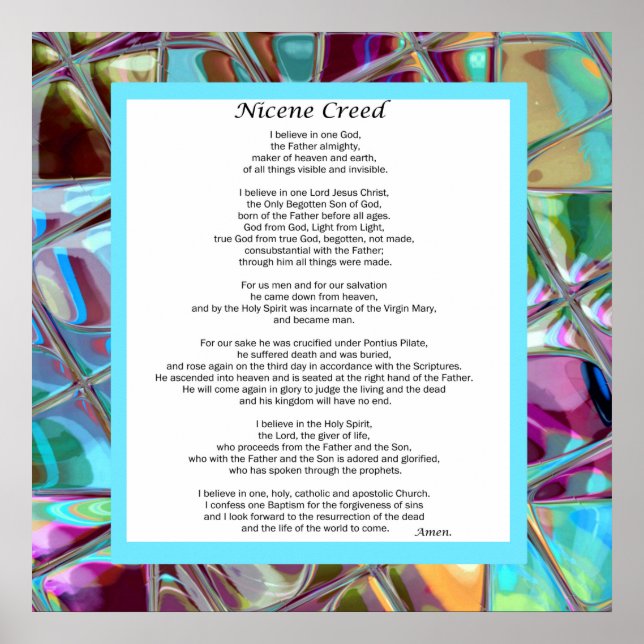 Nicene Creed Poster Christian Prayer Wall Art (Frente)