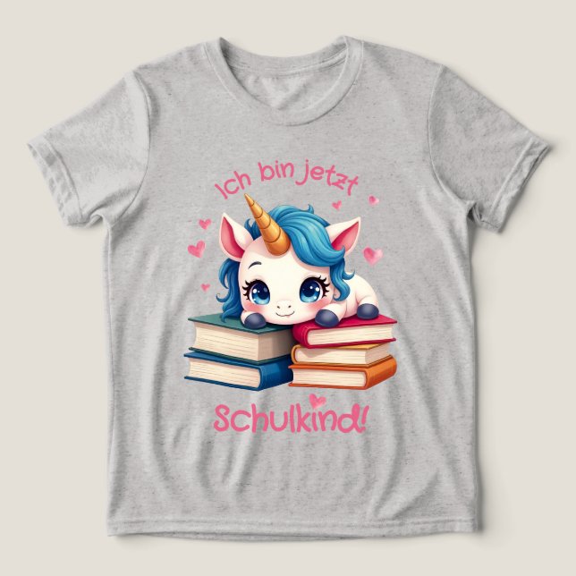 Niedliches Einhorn mit Büchern - Schulkind | (Design frontal)
