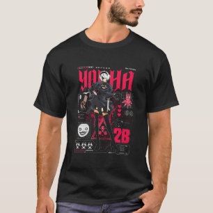 NieR Automata 2B 16 Camiseta Preta Básica