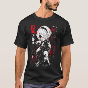 NieR Automata 2B 18 Camiseta Preta Básica