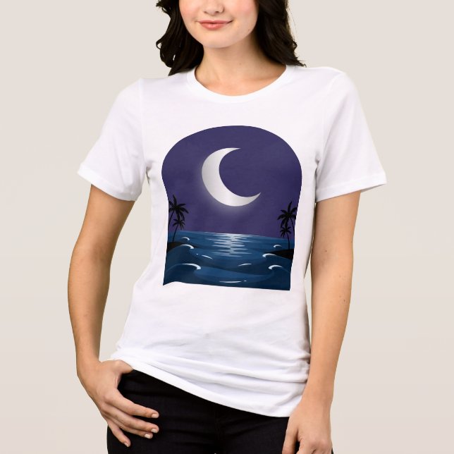 Night Beach – Moonlit Silhouette T-Shirt (Frente)