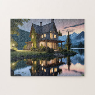 Night Lake House Bold e Belo Quebra-cabeça de serr