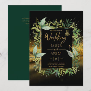 NIKAH - Convite de casamento ISLÂMICO Dourado Eme